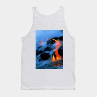 Molten pahoehoe lava flowing into the ocean (E390/0248) Tank Top